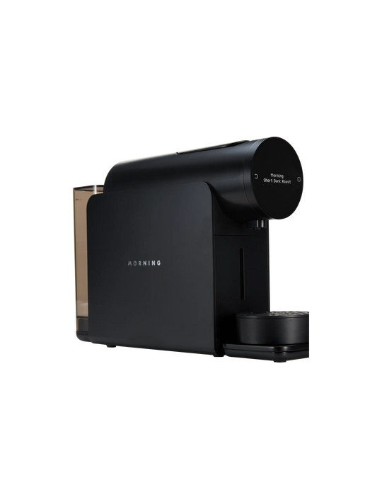 The Morning Machine in black, a Nespresso compatible coffee machine