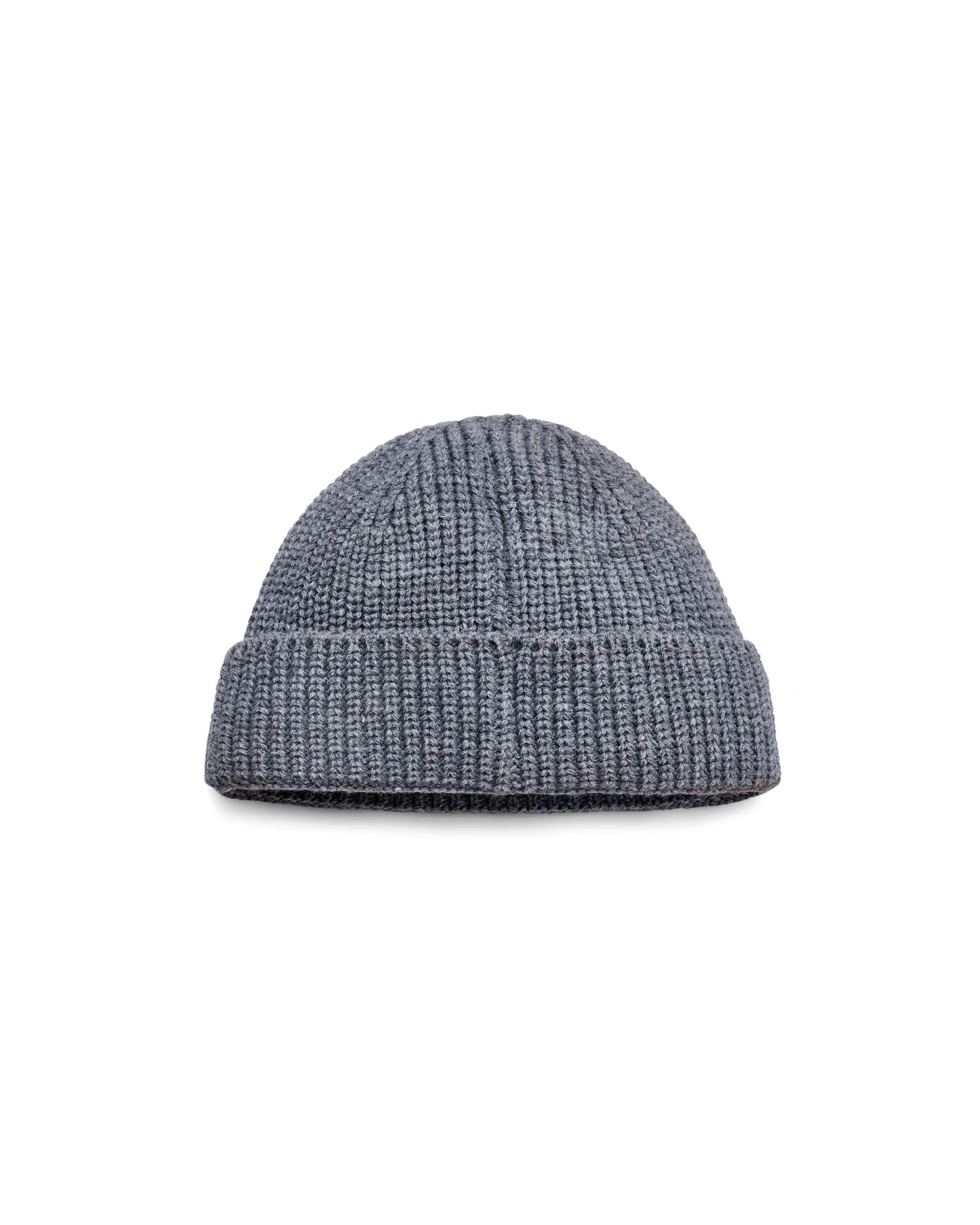 Back view of wool tiny beanie with Tamp Coffee logo