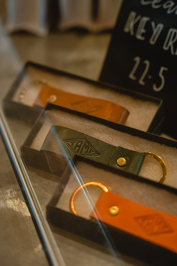Handmade Leather Keyring - Orange