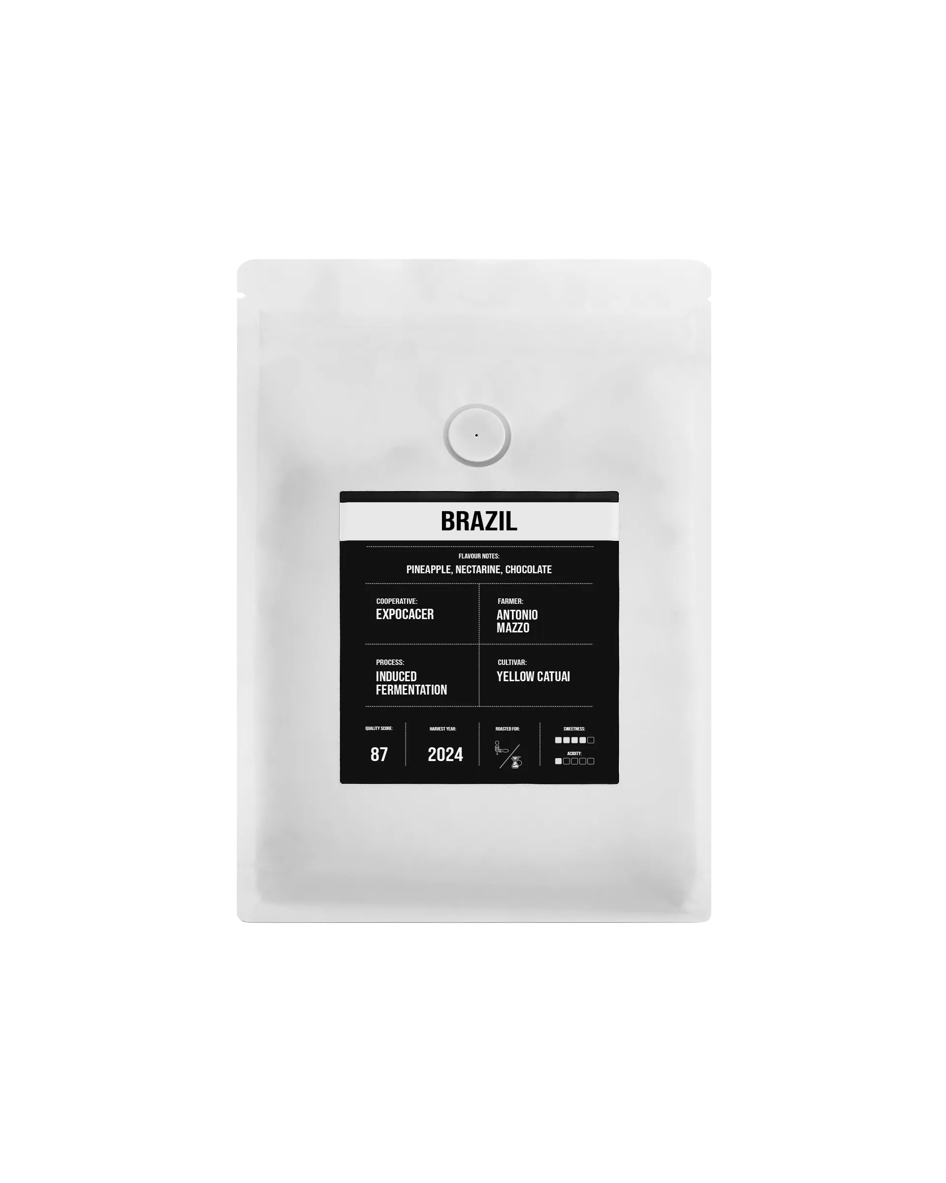 Bag of specialty filter coffee from Brasil roasted by Tamp Coffee, London, UK