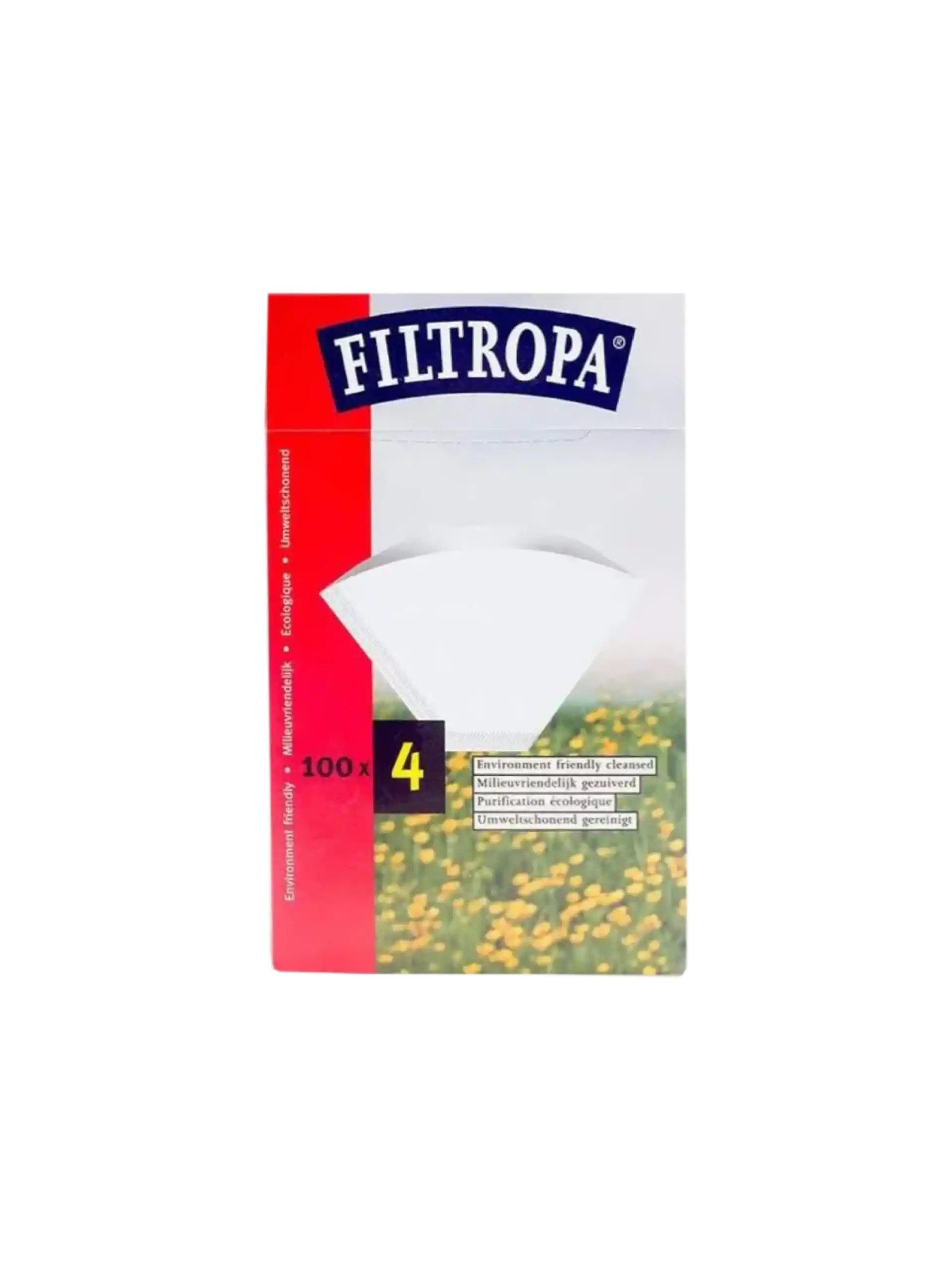 Front view of Filtropa size 4 coffee filters box
